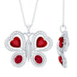 Certified Created Ruby Butterfly Pendant Necklace with Moissanite