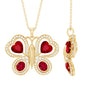 Certified Created Ruby Butterfly Pendant Necklace with Moissanite