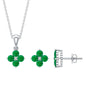Natural Emerald Clover Jewelry Set for Women