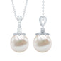 Real Freshwater Pearl and Diamond Drop Pendant Necklace