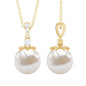Real Freshwater Pearl and Diamond Drop Pendant Necklace
