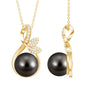 8 Carat Black Pearl and Diamond Bridal Pendant Necklace