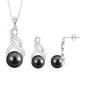 Natural Tahitian Pearl Bridal Infinity Drop Jewelry Set with Moissanite