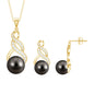 Natural Tahitian Pearl Bridal Infinity Drop Jewelry Set with Moissanite