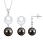 Genuine Tahitian Black Pearl Drop Jewelry Set with Certificate