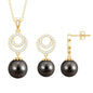 Genuine Tahitian Black Pearl Drop Jewelry Set with Certificate
