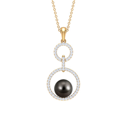 Tahitian Pearl and Diamond Eternity Dangle Pendant