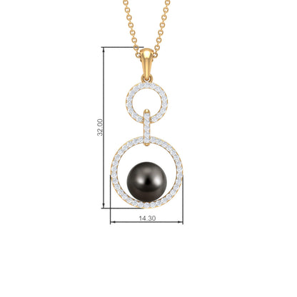 Tahitian Pearl and Diamond Eternity Dangle Pendant