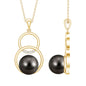 Handpicked Black Pearl Circle Necklace with Diamond