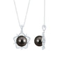 Real Tahitian Pearl and Diamond Star Pendant Necklace With Chain
