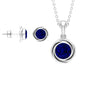 Solitaire Lab Created Blue Sapphire Swirl Jewelry Set with Certificate