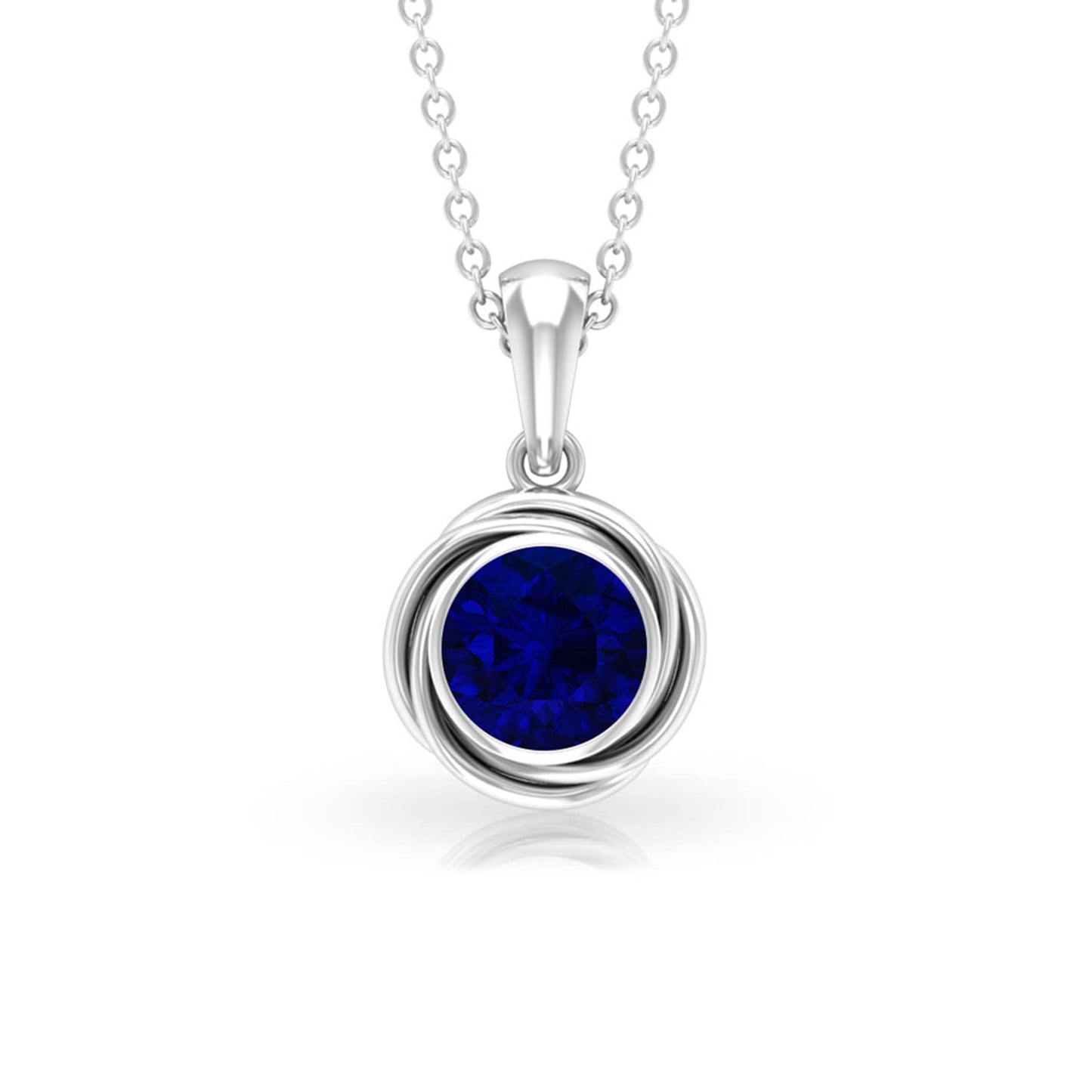 Solitaire Lab Created Blue Sapphire Swirl Jewelry Set with Certificate