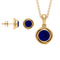 Solitaire Lab Created Blue Sapphire Swirl Jewelry Set with Certificate