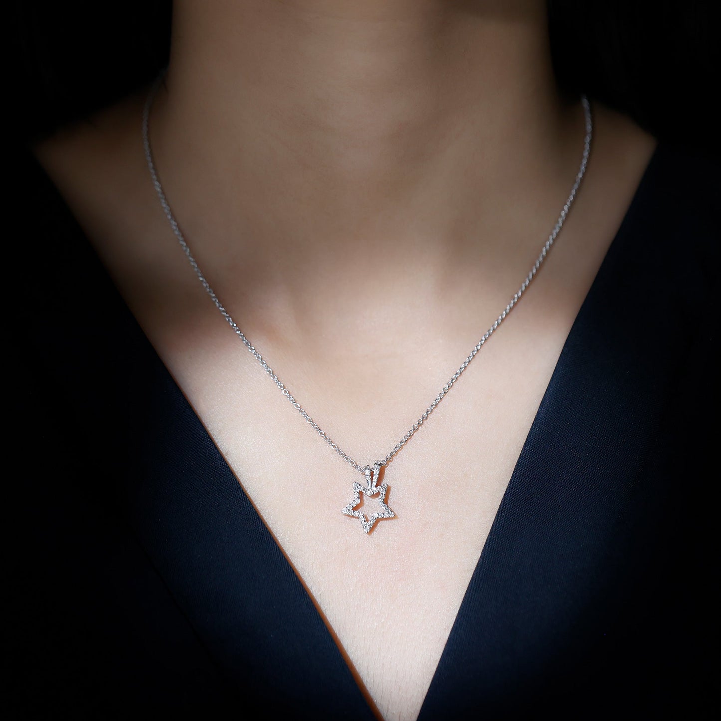 Natural Diamond Star Pendant For Women