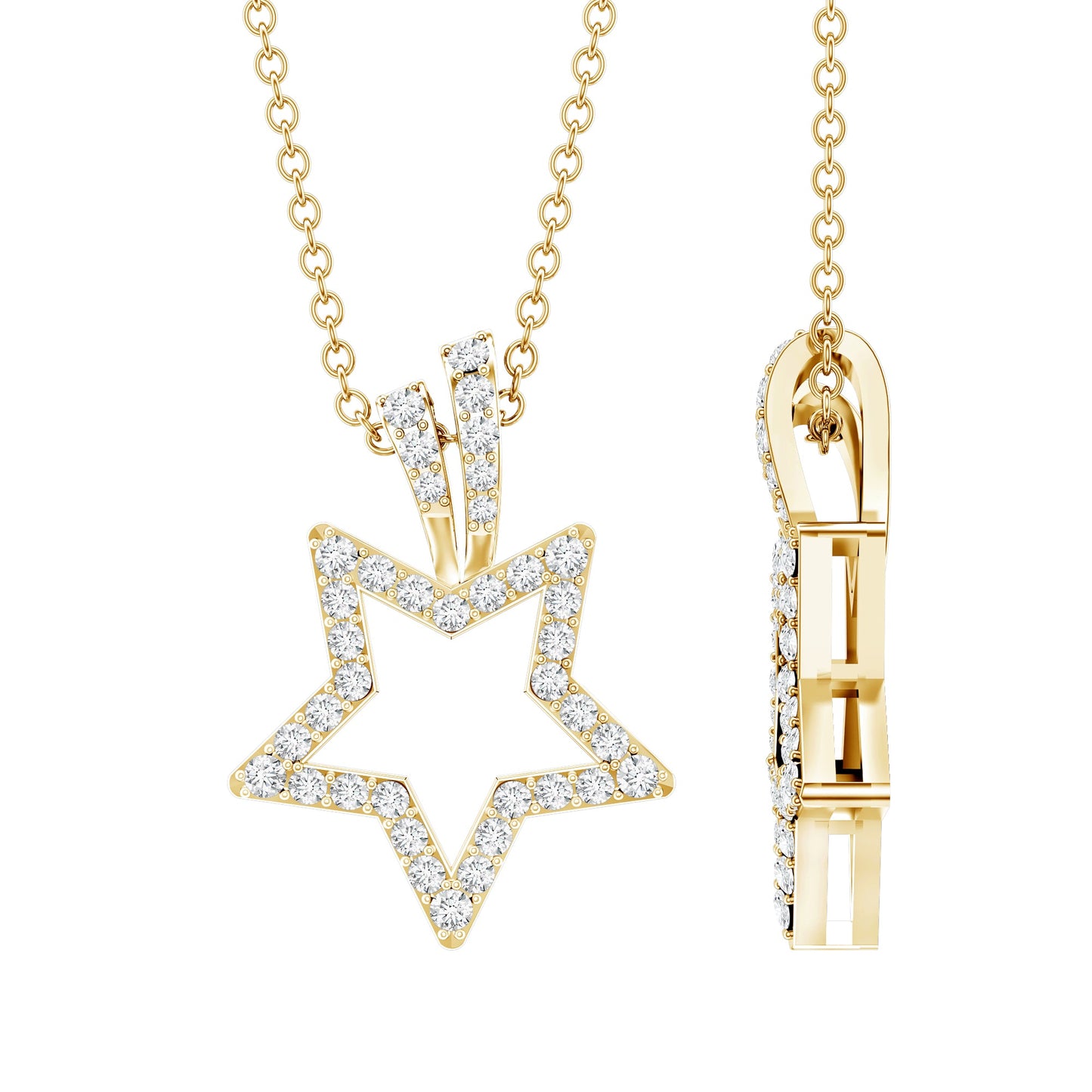 Natural Diamond Star Pendant For Women