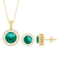 Certified Lab Grown Emerald Moissanite Bridal Jewelry Set