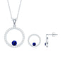 Lab Created Blue Sapphire and Moissanite Eternity Jewelry Set