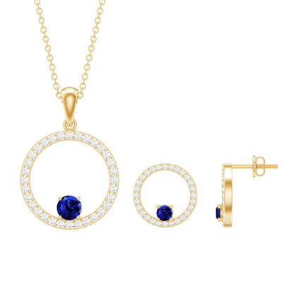 Lab Created Blue Sapphire and Moissanite Eternity Jewelry Set