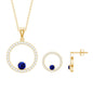Lab Created Blue Sapphire and Moissanite Eternity Jewelry Set
