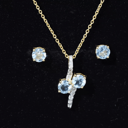 Aquamarine Bridal Jewelry Set with Diamond Accent