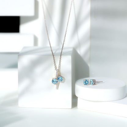 Aquamarine Bridal Jewelry Set with Diamond Accent