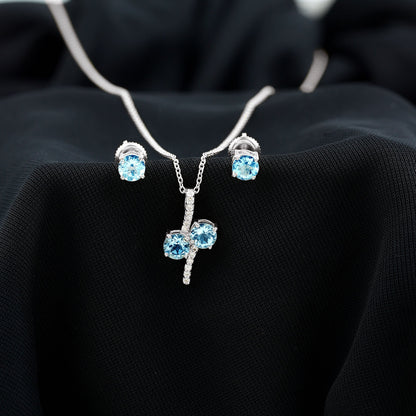 Aquamarine Bridal Jewelry Set with Diamond Accent