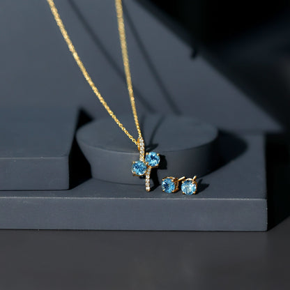 Aquamarine Bridal Jewelry Set with Diamond Accent