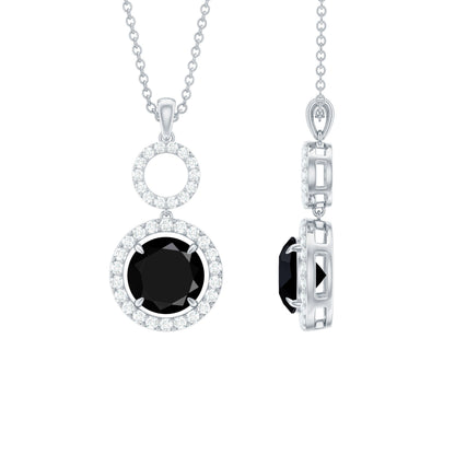 Classic 2 Carat Black Onyx Diamond Drop Necklace