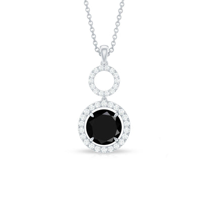 Classic 2 Carat Black Onyx Diamond Drop Necklace