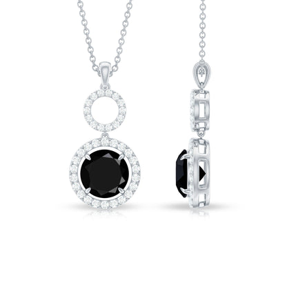 Classic 2 Carat Black Onyx Diamond Drop Necklace
