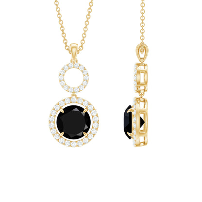 Classic 2 Carat Black Onyx Diamond Drop Necklace