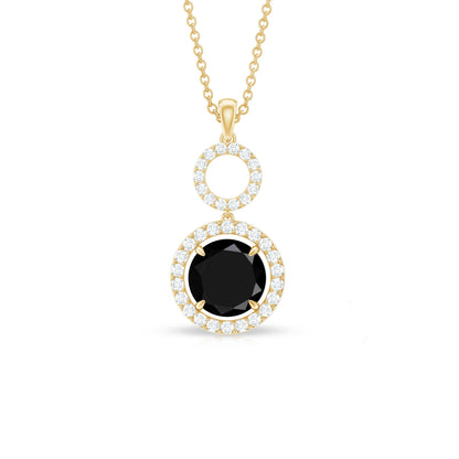 Classic 2 Carat Black Onyx Diamond Drop Necklace