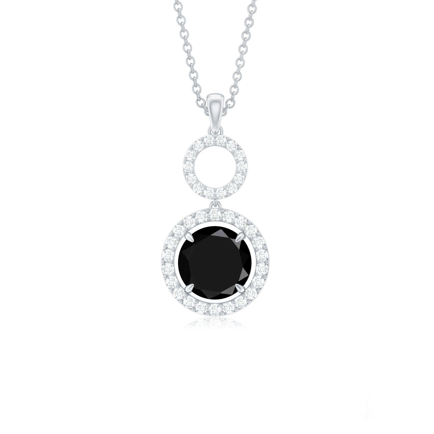 Real 2.6 Carat Black Spinel Drop Pendant Necklace with Diamond