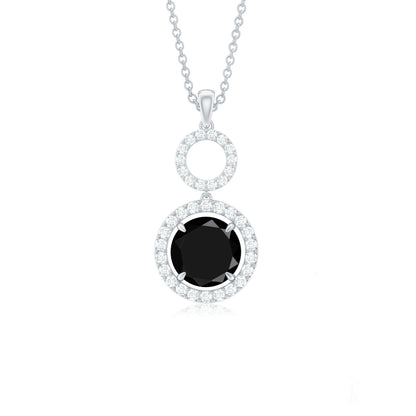 Real 2.6 Carat Black Spinel Drop Pendant Necklace with Diamond