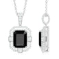 Black Spinel Vintage Inspired Pendant Necklace With Diamond Accent