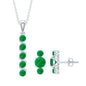 Natural Emerald Bar Necklace and Earring Set