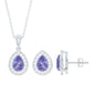 Certified Tanzanite Teardrop Jewelry Set with Moissanite Halo