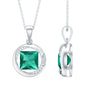 2.4 Carat Lab Created Emerald Princess Cut Pendant with Diamond