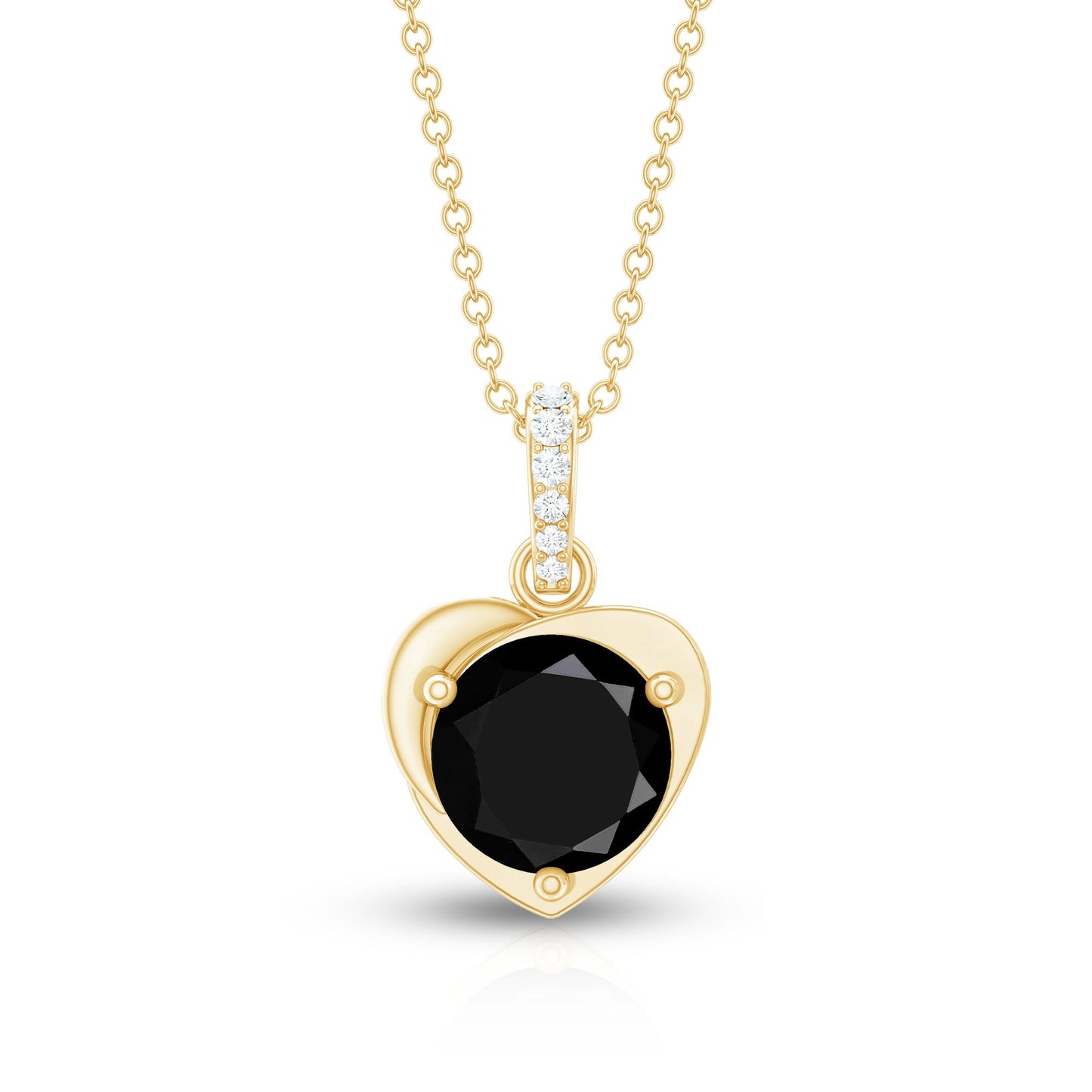 2 Carat Round Lab Created Black and White Diamond Solitaire Heart Necklace