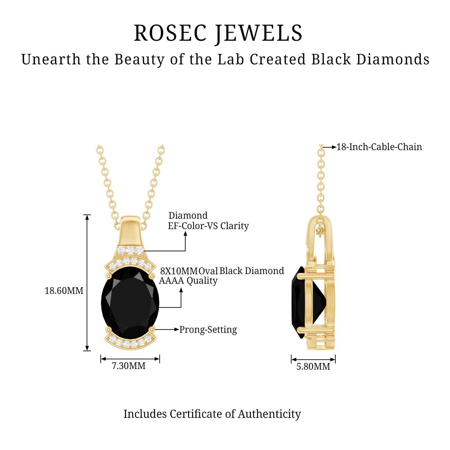 Certified 4.2 Carat Lab Grown Black and White Diamond Vintage Necklace