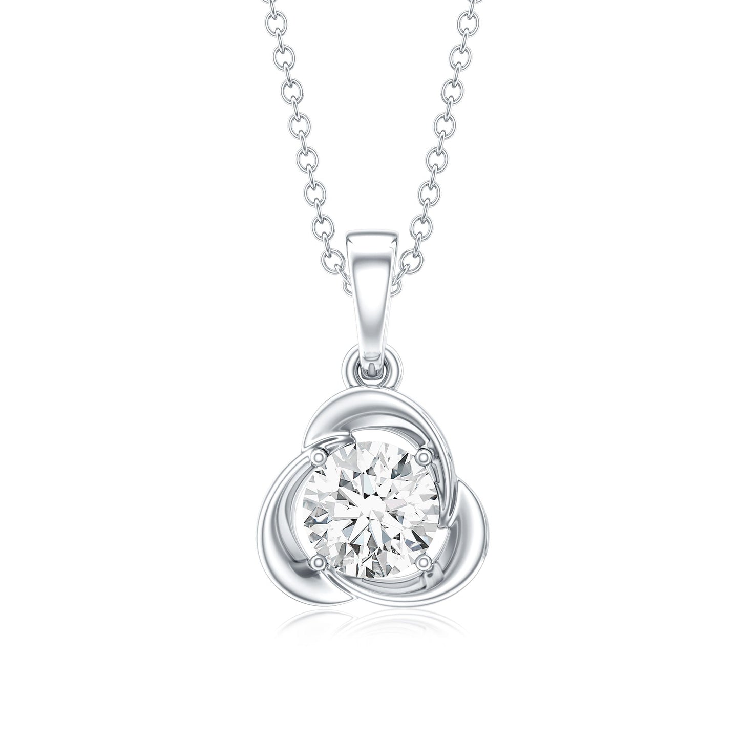 Round Shape Lab Grown Diamond Solitaire Flower Pendant