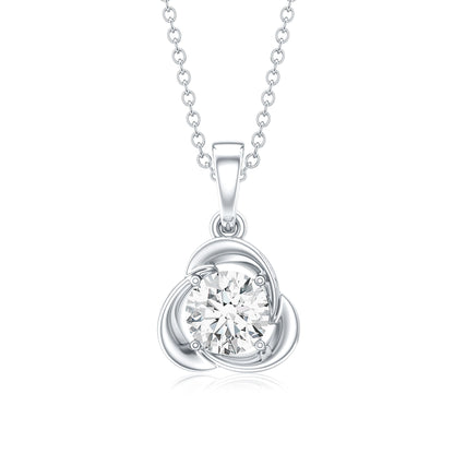 Round Shape Lab Grown Diamond Solitaire Flower Pendant