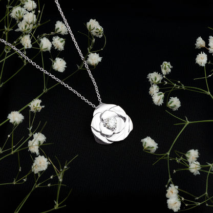 Certified Lab Grown Diamond Rose Pendant Necklace