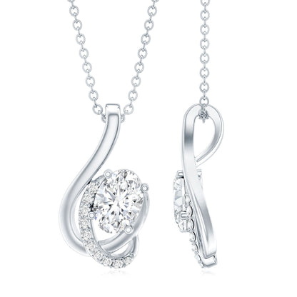 Certified Oval Shape Lab Grown Diamond Designer Necklace