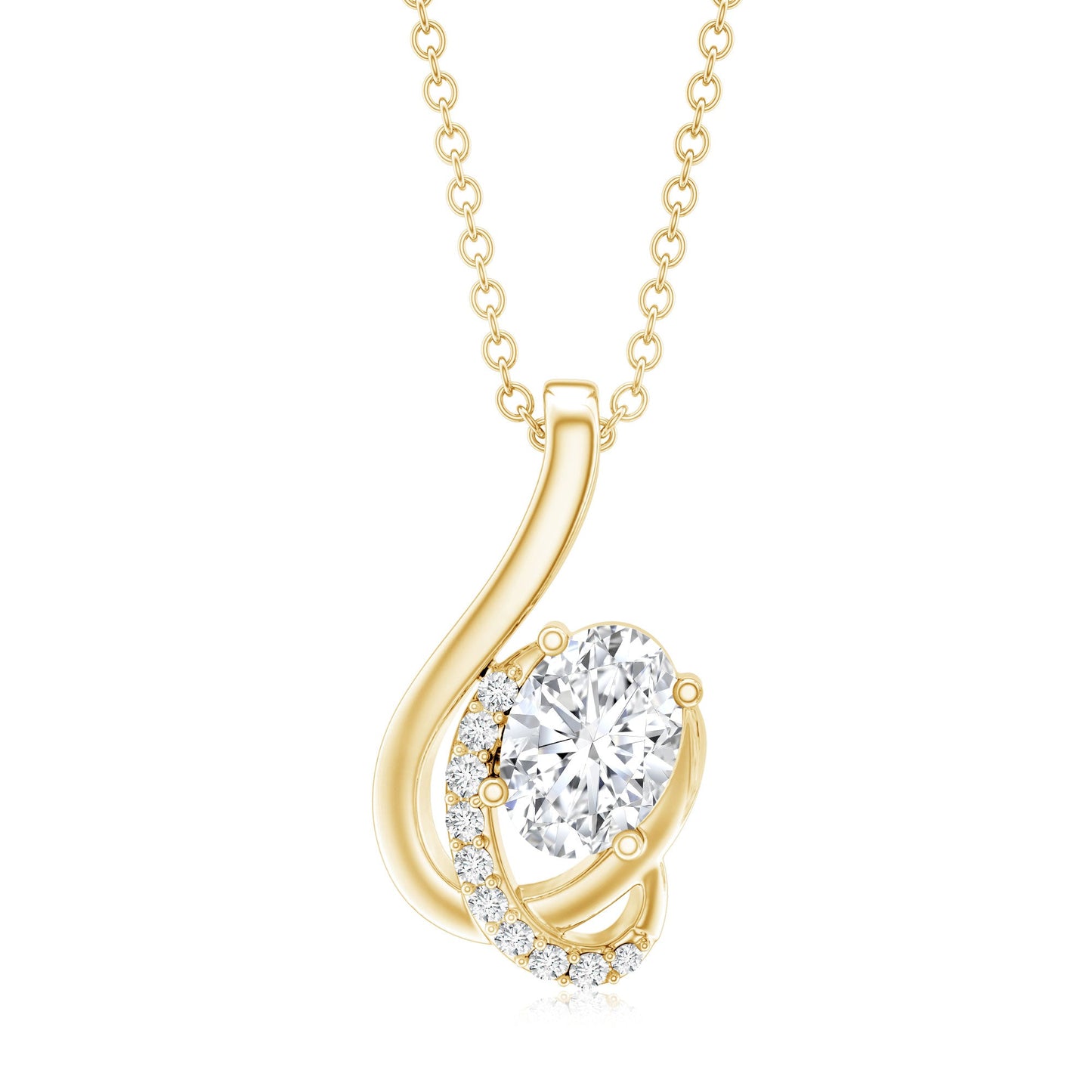 Certified Oval Shape Lab Grown Diamond Designer Necklace