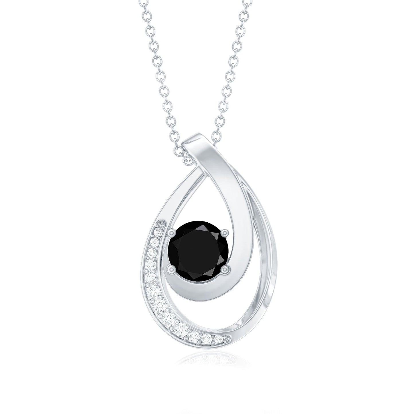Certified Lab Grown Black and White Diamond Teardrop Necklace