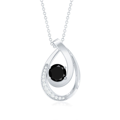 Certified Lab Grown Black and White Diamond Teardrop Necklace