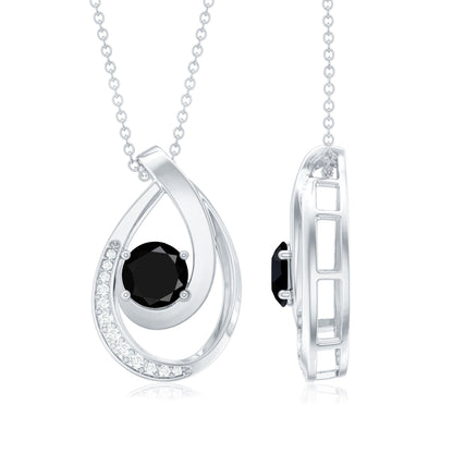 Certified Lab Grown Black and White Diamond Teardrop Necklace