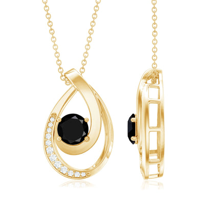 Certified Lab Grown Black and White Diamond Teardrop Necklace