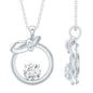 Round Lab Grown Diamond Open Circle Necklace with Bow